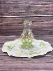 VTG Princess House Crystal Cottage Tulip Water Carafe &Drinking Glass w/Placemat