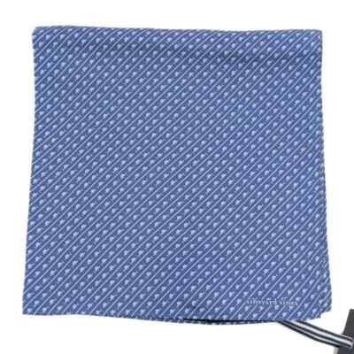 VINEYARD VINES Moonshine Blue SAILFISH STRIPE Silk Pocket Square NWT - Image 1 of 2