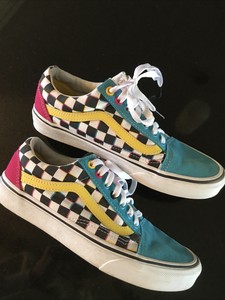 dark blue checkerboard vans