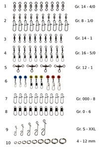 50 St. Angel Meeres Edelstahl Roll Tönnchen Kreuz Karabiner Wirbel DuoLook Snap - Bild 1 von 11