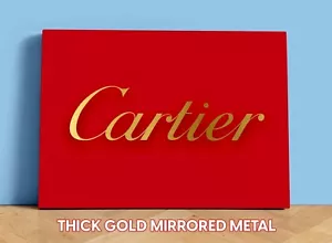 Neu Cartier dick Gold Spiegel Metall Ladenschild Display Werbung, selten, mit Wandhalterungen - Bild 1 von 1