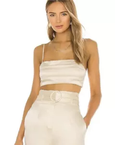 Camila Coelho crop top avorio taglia M raso plissettato spalline spaghetti - Foto 1 di 11