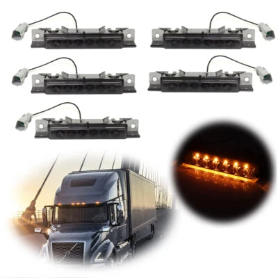 Marcador de cabine âmbar fumê 6 LED conjunto de 5 luzes de sinalização superior para Volvo VN/VNL 2003+ - Imagem 1 de 4