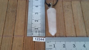 Pendentif pointe 32 mm en QUARTZ ROSE + cordon reglable lithotherapie collier - Picture 1 of 2
