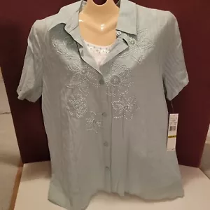 Alfred Dunner Women's Short Sleeve Button Down Blouse Size 14 - 2 for 1 NWT - Picture 1 of 16