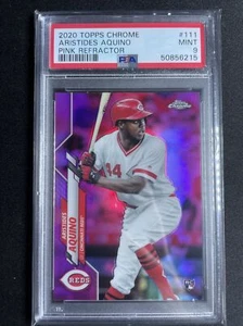 2020 Topps Chrome Baseball Aristides Aquino Pink Refractor PSA 9 Mint - Picture 1 of 2
