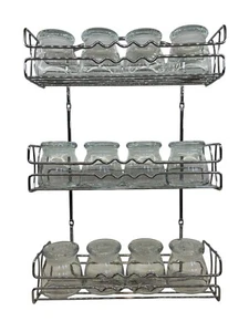 Wall-mount Spice Rack with 12 Airtight Libbey 4.5 Oz Budshield Glass Bottles - Picture 1 of 6
