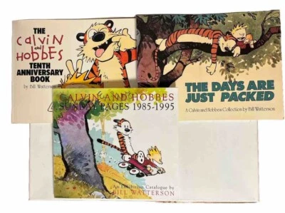 Lot of 3 Calvin and Hobbes Book Sunday Pages, 10th Anniversary, Days Are Packed - Image 1 of 4