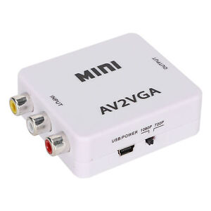 480P Mini Composite AV Zu VGA Adapter TV Set Top Box Audio Video Converter FAT