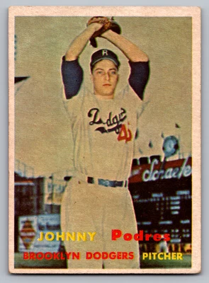 1957 Topps #277 Johnny Podres Brooklyn Dodgers Foto 1 de 3