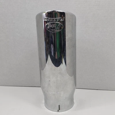 Punta de escape cromada Ford Racing, entrada de 4", salida de 4,5", corte biselado, carrocería de 14" Foto 1 de 4