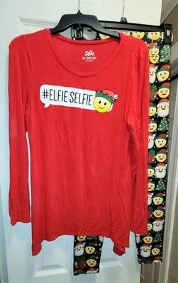 Justice Girl's Christmas Emoji 2pc Pajama Set PJs Size 16 - Image 1 of 3