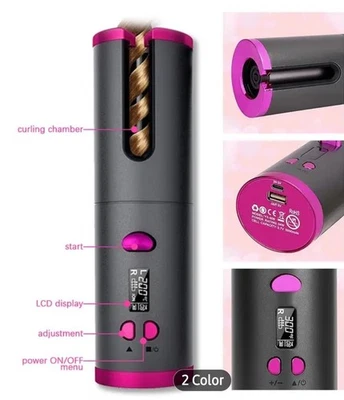 Kabelloser Lockenstab Schnellheizung Keramikfass mit einstellbarer Temperatur - Bild 1 von 4