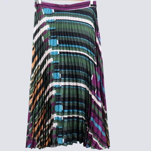 ZARA Women's Satin Midi Skirt Size AU 16, Geometric Multicoloured Crinkle A-Line - Picture 1 of 6