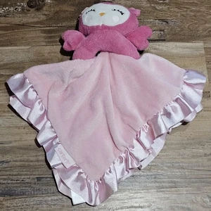 Carters Owl Baby Lovey Pink 14.5" x 14" Girls Plush Rattle Toy Security Blanket - Picture 1 of 5