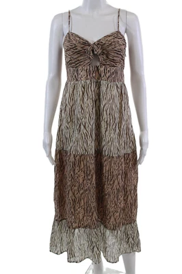 Maxi Vestido Heartloom Mujer Algodón Estampado Animal Anudado Marrón Talla M Foto 1 de 4