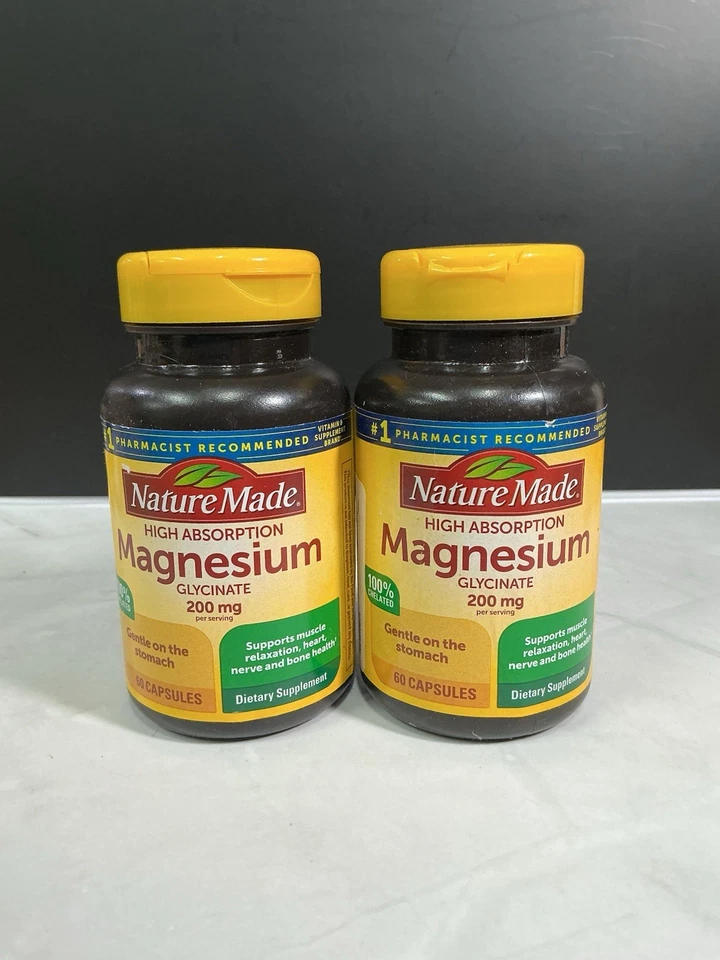 Nature Made High Absorption Magnesium Glycinate 200 MG 100 Chelated 60 Capsules