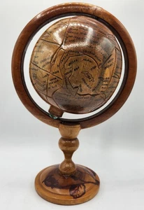 Mappamondo in legno 12" haitiano legno intagliato a mano - Made in Haiti - Foto 1 di 15