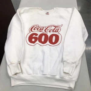 Vintage Raro Coca Cola World 600 Nascar Bianco Rosso Centro Grafica Girocollo Uomo XL - Foto 1 di 10