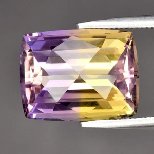 π 4.73ct VVS Cushion Rose Cut Natural Yellow & Purple Ametrine - Untreated Gem - Picture 1 of 4