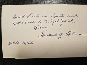 Howard Hobson college Basketball coach 1932 - 1956 SIGNED 3x5 index card - Picture 1 of 3