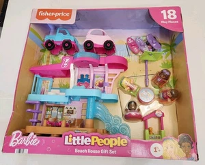 Fisher-Price Little People BARBIE BEACH HOUSE GIFT SET - The Big 18 Pc Playset - Picture 1 of 11