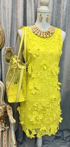 NWT Neon Yellow Lace Dress Size L - Picture 1 of 6