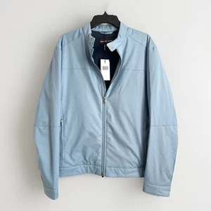 Michael Kors Men's Racer Jacket Size L In Chambray Blue - Picture 1 of 5