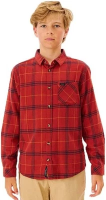 Rip Curl Shirt Boys 12 Red Black Checked Flannel Long Sleeve Button Up GBO175 - Image 1 of 4