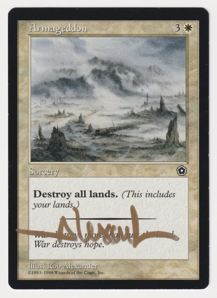 Gold Signed Armageddon HP Portal Second Age Artist Rob Alexander 1998 MTG Magic! - Image 1 of 2