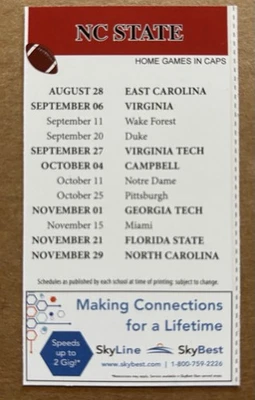2025 North Carolina State University Wolfpack Football Pocket Schedule - Image 1 of 3