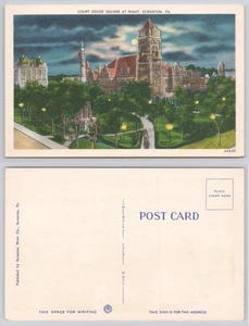 Postcard Court House Square at Night Scranton Pennsylvania  N-1 - Picture 1 of 1
