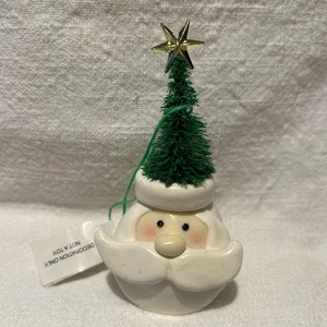Weihnachtsmann Gesicht Weihnachtsschmuck Harz Baummütze mit goldenem Stern weißes Gesicht - Bild 1 von 8