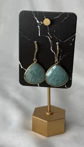 Pendientes de amazonita corazón bisel Vermeil - Imagen 1 de 6