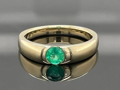 RING GR. 17 (CA.53)  AUS 375/- GG MIT SAMBIA SMARAGD FACETTENREICH  SCHMUCKJAGD - Bild 1 von 3