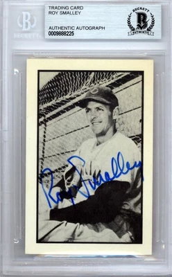 Roy Smalley Signed 1953 Bowman Reprint Card 56 Chicago Cubs Beckett - Image 1 of 2