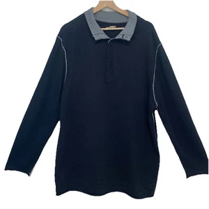 Carbon to Colbolt Sweater Men XXL Black Cotton Cashmere Long Sleeve 1/4 Button - Picture 1 of 7