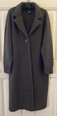 Cárdigan Largo Diálogo UltraMerino Texturizado Cierre de Un Botón/Oliva/Grande ¡¡NUEVO!!! Foto 1 de 4