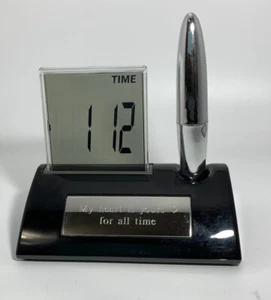 Things Remembered Clock & Pen Set “My heart is yours for all time” Tested Works - Picture 1 of 12