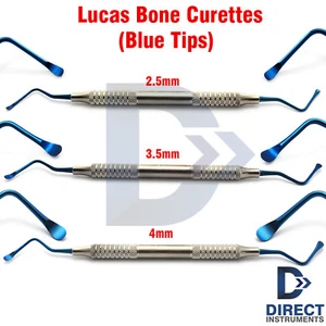 Dental Lucas Bone Curettes Blue Tip 2.5mm 3.5mm 4mm Periodontal Extraction Tools - Bild 1 von 4