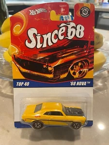 Hot Wheels Since 68 2007 - Top 40 13/40 '68 NOVA amarillo con radios Red Line BW - Imagen 1 de 2