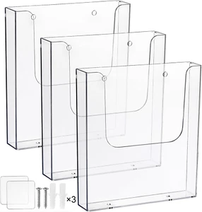 3 Pack Acrylic Brochure Holder 8.5 X 11" Wall Mount Clear Literature Organizer - Picture 1 of 1
