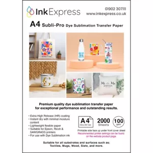 Papel de sublimación de tinte Subli-Pro A4 100 gsm 2000 hojas ideal para taza o camisetas - Imagen 1 de 5
