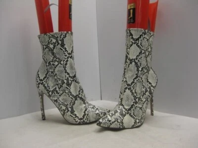 Steve Madden Caprichoso Estampado Piel de Serpiente Cremallera Tacón Ultra Alto Moda Botas Talla 9 M Foto 1 de 4