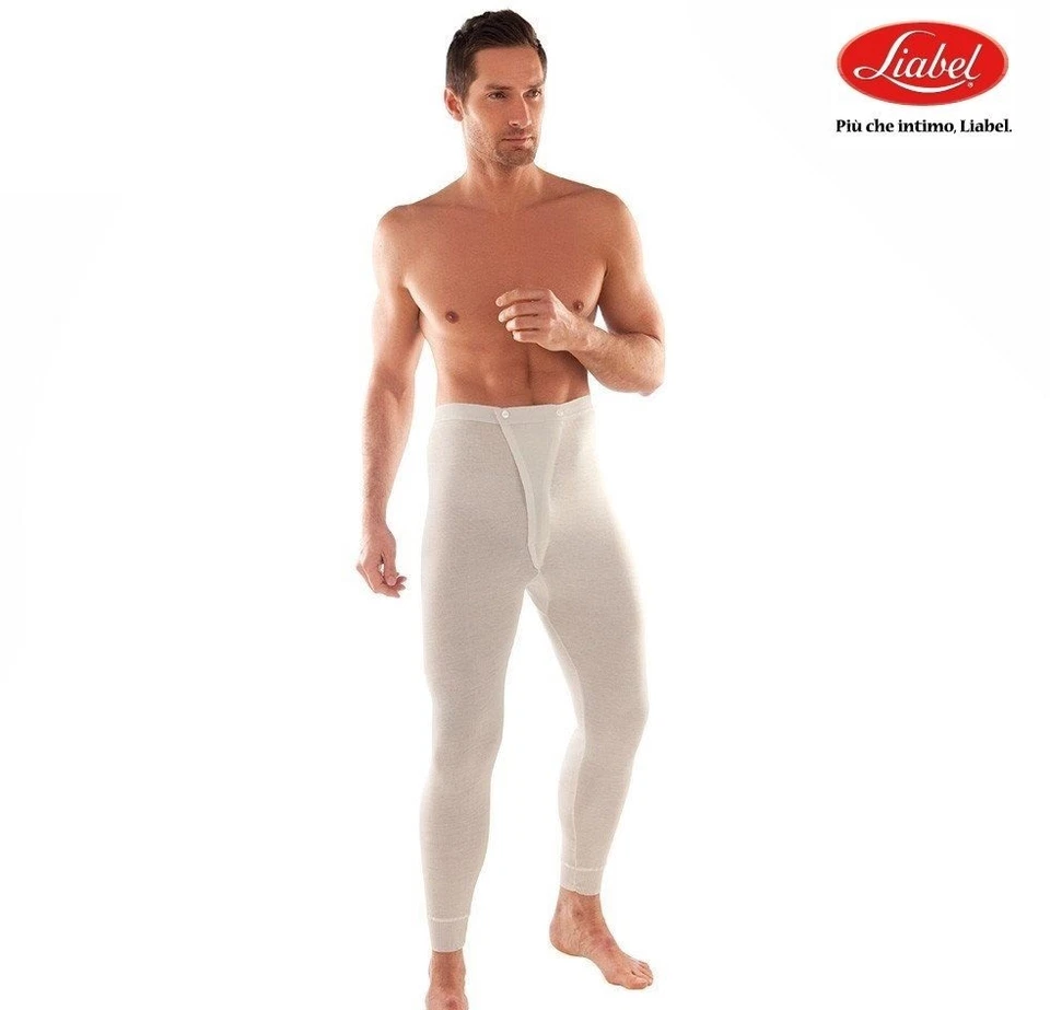 2 PEZZI LIABEL MUTANDA UOMO GAMBA LUNGA 5167/134 PURA LANA VERGINE BIANCO SABBIA - Immagine 1 di 1