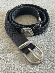 Harley Davidson Women's Leather Belt 34” Black 6 shields Double stamped TX - Picture 1 of 13