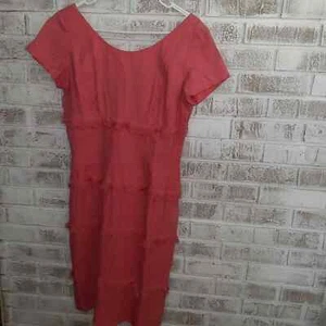 Adele Martin Original Salmon, Fringed, Fitted Dress . Brunch, Weddings Summer - Picture 1 of 7