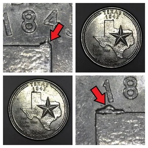 LOTE x2 2004-P Texas Die Chip en Mapa Error/Variedad Circulado Cuarto Washington - Imagen 1 de 7