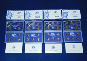 SET 4 UNITED STATES MINT COINS 50 STATE QUARTERS & PROOF SETS 1999-2002 - Bild 1 von 7