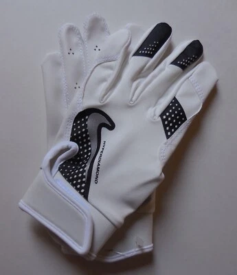 Nike Hyperdiamond Batting Gloves 2.0 White/White/Black/Platinum YOUTH Large - Image 1 of 4
